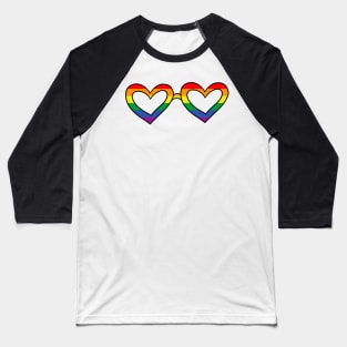 Rainbow gay pride flag heart sunglasses Baseball T-Shirt